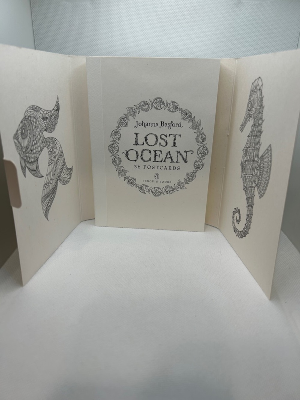 Original Penguin Lost Ocean Postcards - Black and Cream Illustration Set